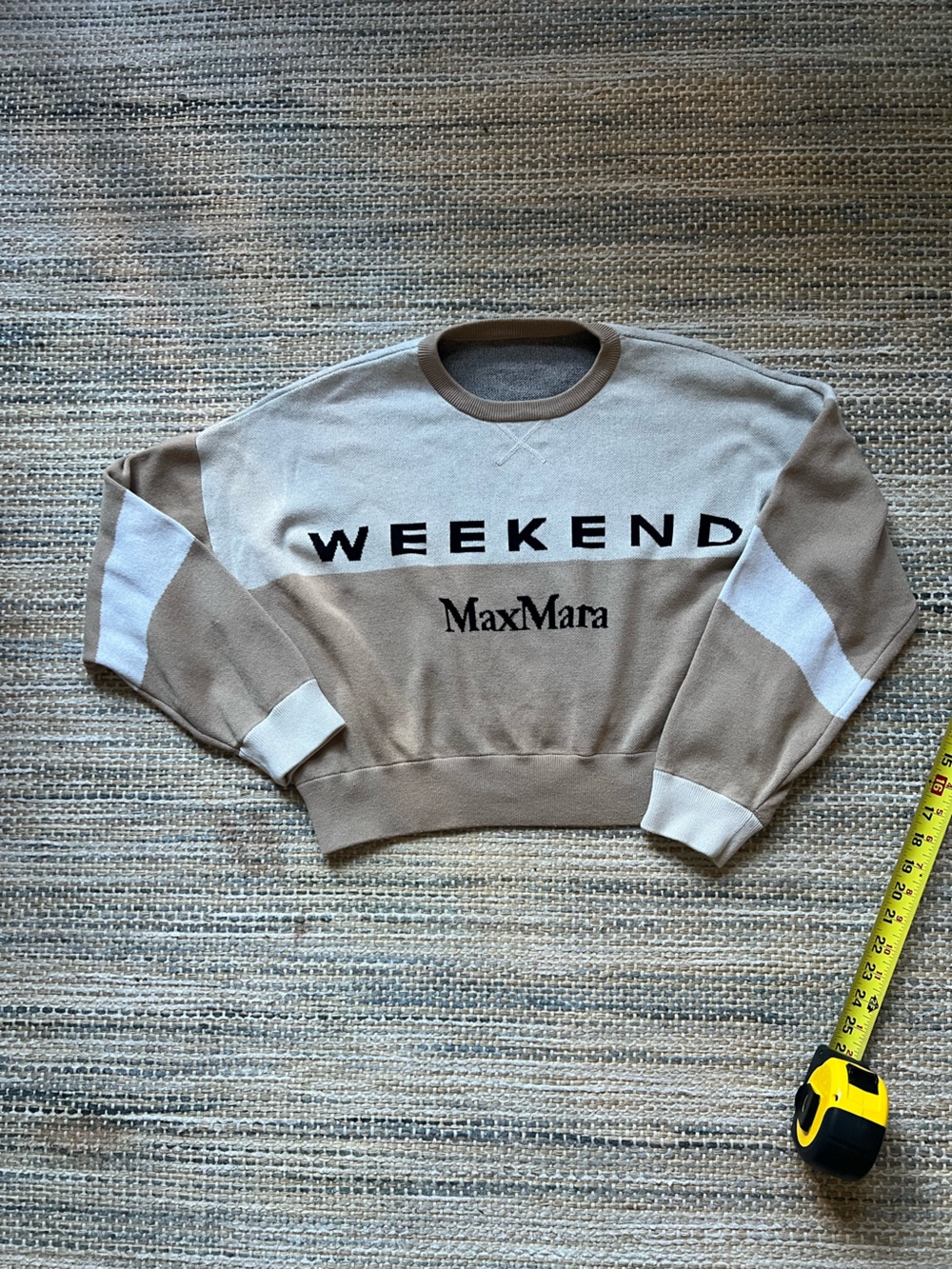 MaxMara Beige Cream Colorblock 'WEEKEND' Logo Sweater